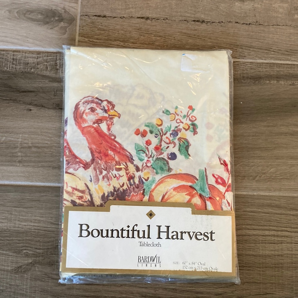 Vintage New Bardwil Linens fall Thanksgiving 60”x 84” oval tablecloth